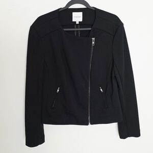 Catherine Malandrino Black Asymmetric Zip Up Women's Blazer Jacket Size XL